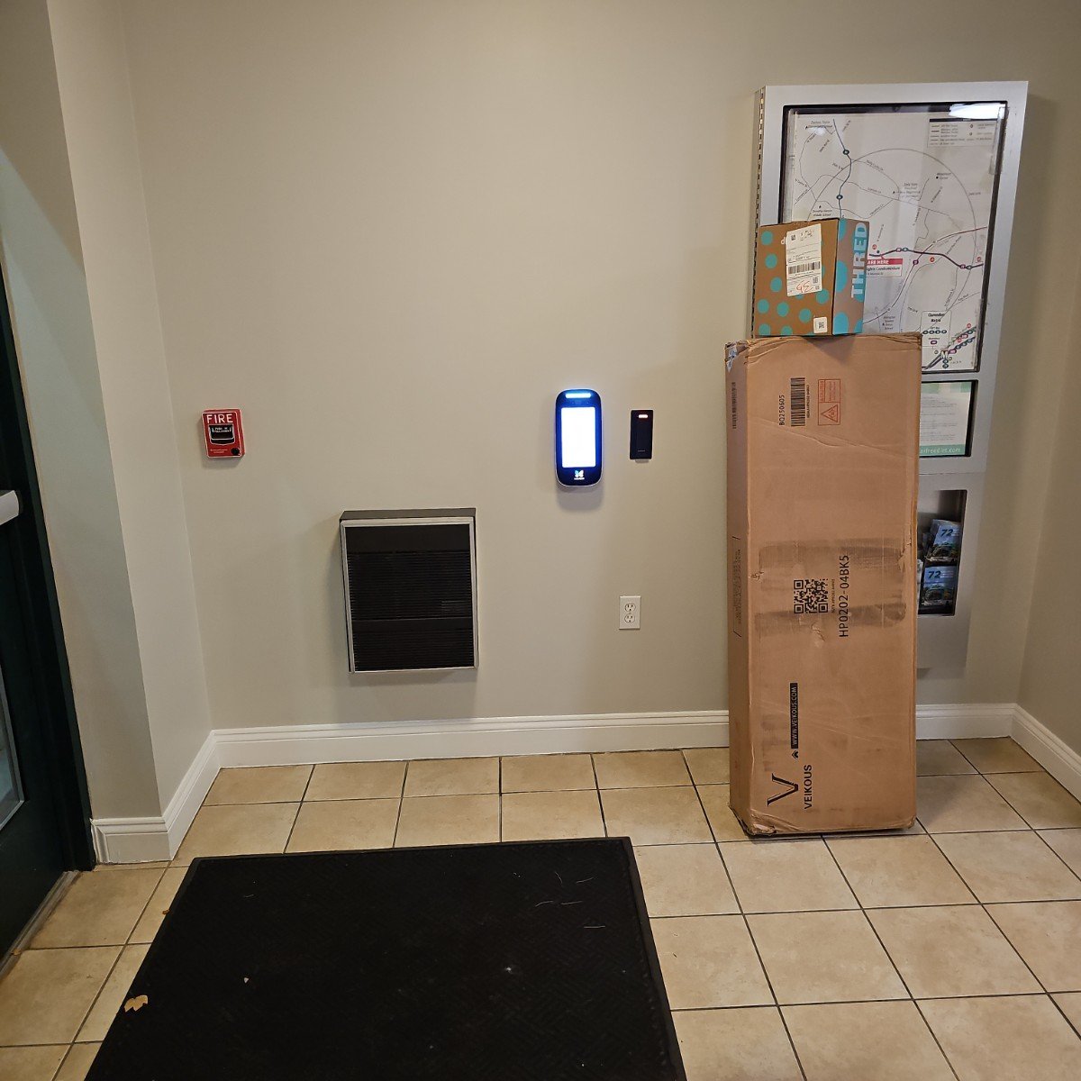 ButterflyMX panel and card reader at the Dominion Heights building entry